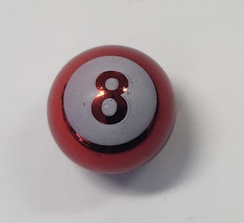 Valve Cap, Red 8 ball, alloy anodised, A/V (Sold Individually)