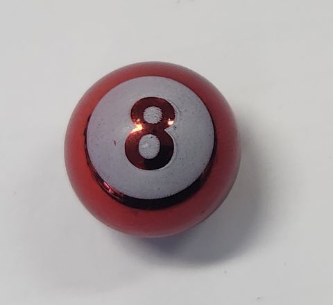 `A NEW ITEM - Valve Cap, Red 8 ball, alloy anodised, A/V (Sold Individually)