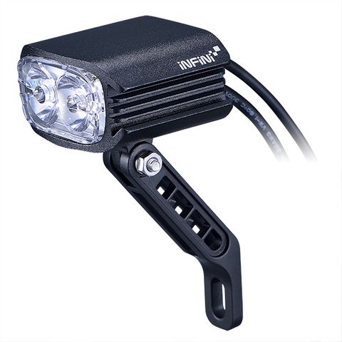 `A NEW ITEM - FRONT LIGHT FOR E-BIKE - 500 Lumens, 8 Watt, 12-36V, w/HB12 stem mount w/1200mm cable, fork mounting option, black