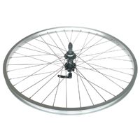 WHEEL - 26" JETSET Ano Silver S/W 36H, Alloy Screw on Cluster (Not Cassette) MultiSpeed Q/R 6 Bolt Disc Hub, Mach 1 Spokes, REAR.  SILVER with BLACK Hub