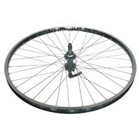 WHEEL  26" Alex DM-18 D/W Eyeleted Rim W/msw,  Q/R Screw On MultiSpeed  Disc Hub, Mach1 Spokes, REAR.  BLACK with SILVER Spokes   (Matching Front 94389)