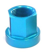 ALLOY HUB AXLE NUT - M14, Flange Type, Blue