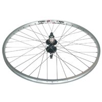 Wheel 26" Alex  DM-18 Silver D/w Eyeleted Alloy Rim W/msw , Novatec 8/10 Speed Sealed 6 bolt disc Q/r Black Alloy Hub , Silver Mach 1 Spokes , REAR.