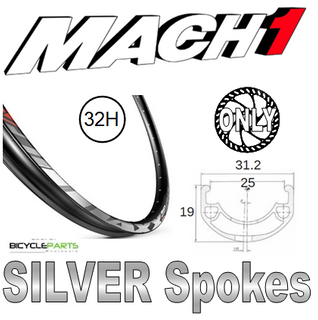 WHEEL - 27.5/650B Mach1 MAXX 32H P/j Black Rim,  FRONT 15mm T/A (100mm OLD) 6 Bolt Disc Sealed Novatec Light Weight Black Hub,  Mach 1 SILVER Spokes