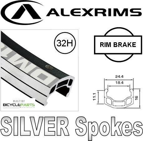 WHEEL - 26" Alex DM18 32H Black Rim,  FRONT Q/R (100mm OLD) Sealed Novatec Black Hub, SILVER Spokes