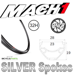 WHEEL - 27.5/650B Mach1 CROSS-R 23 32H S/j Black Rim,  8/11 Speed Q/R (141mm OLD) 6 Bolt Disc Sealed Novatec Black Hub,  Mach 1 SILVER Spokes