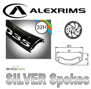 WHEEL - 27.5/650B Alex MD35 32H P/j Black Rim,  FRONT 3 in One (100mm OLD) 6 Bolt Disc Sealed Novatec Light Weight Black Hub, SILVER Spokes