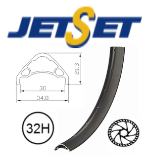 A NEW ITEM - RIM 29er x 30mm - JETSET AM-30 DH+ - 32H - (622 x 30) - Presta Valve - Disc Brake - D/W - Tubeless Ready - BLACK - Quality Jetset rim made in Taiwan (ERD 598)