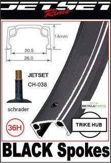 Wheel Gomier 24 rear Alex Blk - Black Spokes (WITHOUT TYRE AND TUBE)