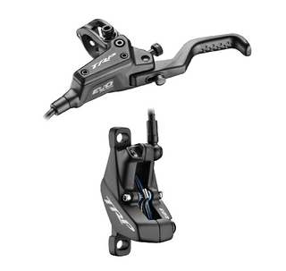 A NEW ITEM - TRP DHR EVO PRO REAR, Disc brake set, rear, for left hand, alloy, hydraulic 4-piston. BLACK (Uses 2.3mm Rotor Only - Rotor not included)