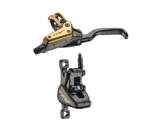 TRP DHR EVO X FRONT, Disc brake set, front, for right hand, alloy, hydraulic 2-piston. GOLD (Uses 1.8mm Rotor Only - Rotor not included)