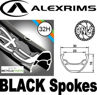 WHEEL - 29er Alex FR30 32H P/j Schrader Valve Black Rim, FRONT 15mm T/A (100mm OLD) 6 Bolt Disc Sealed Novatec Light Weight Black Hub,  Mach 1 BLACK Spokes