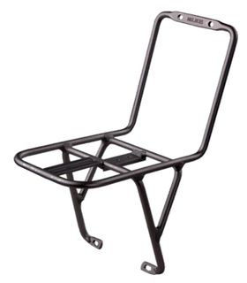 CARRIER - Front Rack. Alloy. Black. Max Load: 9kg (fits forks with brake pivots only)