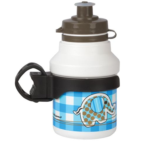 Childrens  WATER BOTTLE, WHITE,  350 ml "ELEPHANT" + CLIP-ON HOLDER      Quality Polisport product