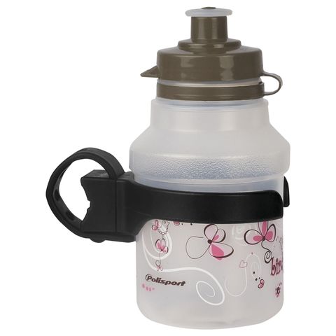 Childrens  WATER BOTTLE, CLEAR,  350 ml "BIRDY" + CLIP-ON HOLDER      Quality Polisport product