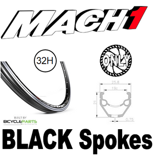WHEEL - 26" Mach1 REVO 32H P/j Black Rim,  FRONT DYNAMO Q/R (100mm OLD) 6 Bolt Disc Sealed SP Silver Hub,  Mach 1 BLACK Spokes