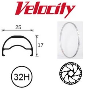 VELOCITY RIM - Blunt SL 26"" (559) 32h Silver, Disc Speciific  OD 25 x 17mm