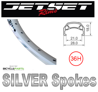WHEEL - 700C Jetset CH-E213 36H P/j Silver Rim,  FRONT DYNAMO Q/R (100mm OLD) 6 Bolt Disc Sealed SP Silver Hub, SILVER Spokes