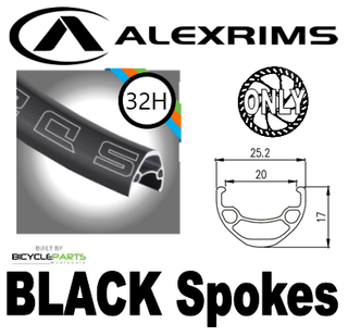 WHEEL - 29er Alex SD20 32H P/j Black Rim,  8/11 SPEED Q/R (135mm OLD) 6 Bolt Disc Sealed Novatec Black Hub, BLACK Spokes