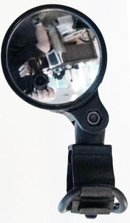 Mirror, Mini type, Adjustable/Universal Mount, For Handlebar and Fork, Black 50mm Dia (actual Mirror: 45mm)