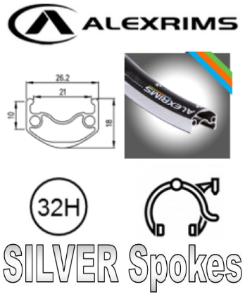 WHEEL - 29er Alex ADVENTURER 2 32H P/j Black Rim,  FRONT Q/R (100mm OLD) Loose Ball Joytech Silver Hub, SILVER Spokes