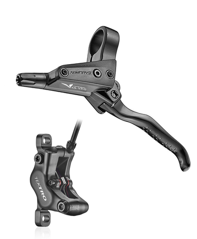 Hydraulic disc brake set, Volans Mod.HD-T535, 4-piston caliper, 3-finer, rear/left, black, for ebike, hose: 1900mm, w/o rotor (2.3mm Rotor ONLY not included)