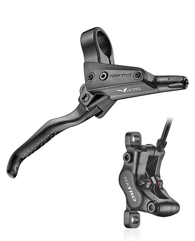 Hydraulic disc brake set, Volans Mod.HD-T535, 4-piston caliper, 3-finer, front/right, black, for ebike, hose: 1900mm, w/o rotor (2.3mm Rotor ONLY not included)