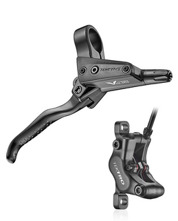 Hydraulic disc brake set, Volans Mod.HD-T535, 4-piston caliper, 3-finer, front/right, black, for ebike, hose: 1900mm, w/o rotor (2.3mm Rotor ONLY not included)