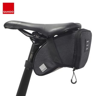 SAHOO Saddle bag, 1.5L,. 2 x velcro strap, 600D, 20x10x9cm, Black/Grey