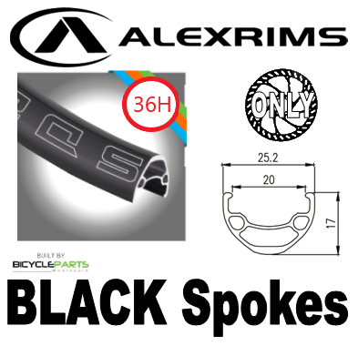 WHEEL - 29er Alex SD20 36H P/j Black Rim,  8/10 SPEED Q/R (135mm OLD) 6 Bolt Disc Loose Ball Joytech Black Hub, BLACK Spokes