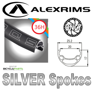 WHEEL - 29er Alex SD20 36H P/j Black Rim,  FRONT Q/R (100mm OLD) 6 Bolt Disc Loose Ball Joytech Black Hub, SILVER Spokes