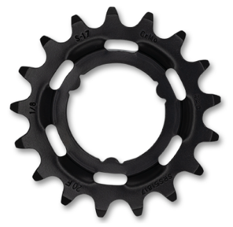 1/2 x 1/8" x 17T Sprocket R Shimano - Cr-Mo, Black, For E-Bike, Coaster & Internal Hubs, KMC