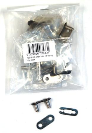Sorry temp o/s   CHAIN LINK - 1/8", Spring Clip Type, BLACK (Bag of 10)