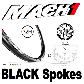 WHEEL - 27.5/650B Mach1 MAXX 32H P/j Black Rim,  FRONT Q/R (100mm OLD) Centerlock Disc Sealed Novatec Black Hub,  Mach 1 BLACK Spokes