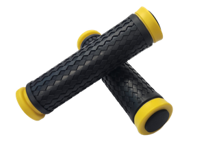 Grips,  130mm w/plugs YELLOW highlights