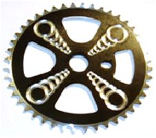 1/2" x 1/8" BMX Chainring, 44T - CNC, Alloy, Black with Silver Teeth