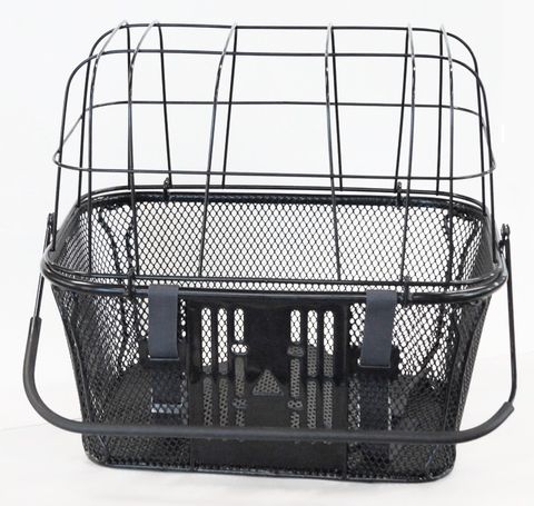 BASKET - Large FRONT - Pet Carrier, Fixed Base, Includes Dome wire "clip in" Lid,  Padded Base & Anchor Strap, 40cm x 30cm x 35cm weight capacity: 10kg
