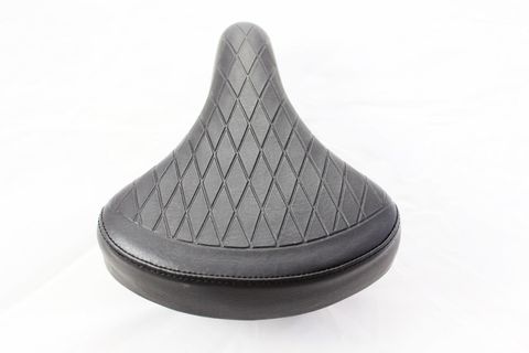 SADDLE  Ladies Retro, 250mm x 190mm, Vinyl Quilted Top, Dual Coil Springs, BLACK