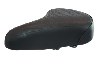 250 x 190mm Ladies Saddle, Retro - Vinyl Quilted Top, Coils, Clamp Included
