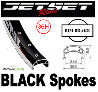 WHEEL - 26" Jetset CH-E213 36H P/j Black Rim,  FRONT 3/8" Nutted (100mm OLD) Loose Ball Joytech Black Hub,  Mach 1 BLACK Spokes
