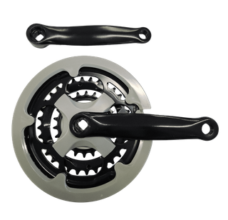 152mm x 22/32/42T MTB Chainwheel Set - Diamond Taper, 26mm Offset, Black Crank, Gray Chain Guard