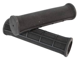 Handlebar Grips, 125mm, Half Waffle Pattern. ALL Black , Kraton rubber w/Gel, Light Weight, closed end - Quality VELO product