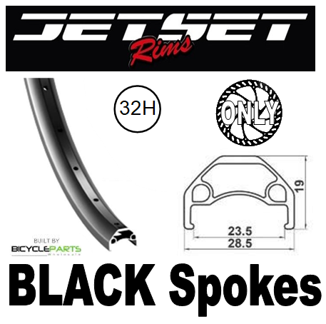 WHEEL - 27.5 / 650B Jetset HC-X359 32H P/j Matt Black Rim,  8/11 SPEED 12mm T/A (148mm OLD) 6 Bolt Disc Sealed Bear Pawl Black Hub,  Mach 1 BLACK Spokes