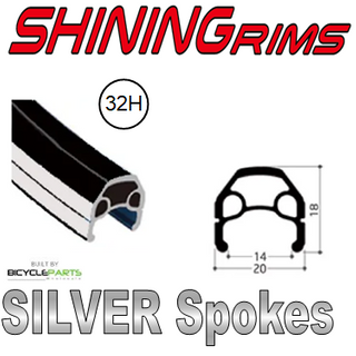 WHEEL - 650C Shining A-M8S 32H S/j Black Rim,  8/11 SPEED 12mm T/A (142mm OLD) 6 Bolt Disc Sealed Novatec Black Hub, SILVER Spokes