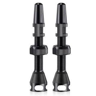 "NEW" - Tubeless Valve, Alloy, Black, patent design with extra side hole, 44mm (Sold Individually) FV/PV - Great valve for use with tyre inserts (Integrated valve removal tool in cover)