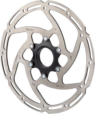 180mm Centerlock Rotor, 2.3mm - Stainless Steel, Black, For 2.3mm Calipers, Without Lock Ring, Tektro