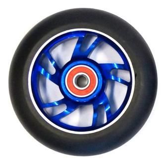 Scooter Wheel, Alloy, 100mm incl 608RS abec-9 bearing, BLUE core, Sensational NEW DISPLAYpackaging !