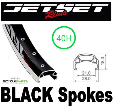 WHEEL - 700c Jetset CH-E213 40H Black Rim,  8/11 SPEED Q/R (145mm OLD) 6 Bolt Disc Sealed BITEX TANDEM Black Hub, BLACK Spokes