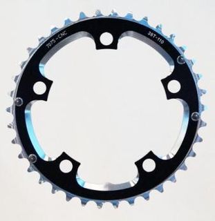 110mm BCD, 5H Road Chainring, 38T - 9/10 Speed, 7075 CNC Alloy, Black, w/Ramps