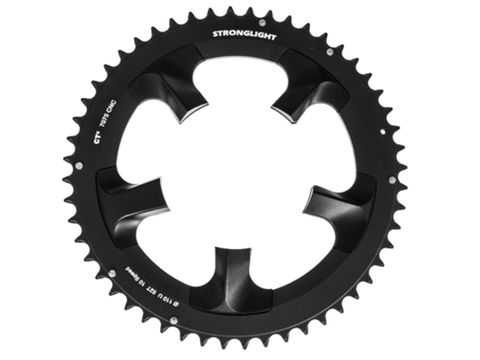 110mm BCD, 5H Road Chainring, 52T - 10 Speed, 7075 CNC Black CT2, for Shimano Ultegra 6750, Stronglight